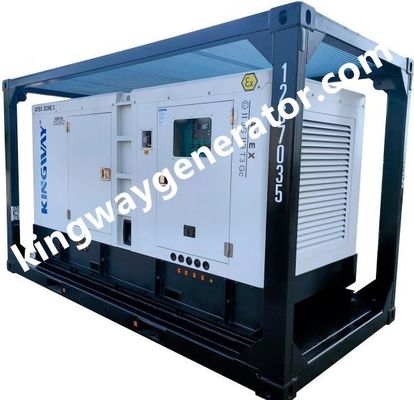 DNV 2.7-1'de monte edilmiş 100KVA Bölge II Patlama Dayanıklı Sessiz Dizel Jeneratörü Offshore Petrol ve Gaz Alanları için