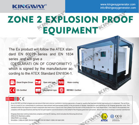 25kva 400v 50hz 3 fazlı patlama geçirmez 4 tel dizel motoru ATEX sertifikalı bölge 2 nominal dnv açık deniz jeneratörü