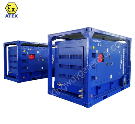 3 fazlı DNVGL 2.7-1 kayma çerçeve ATEX sertifikası 80kw 100kva petrol sahası gaz sahası 2 jeneratör seti