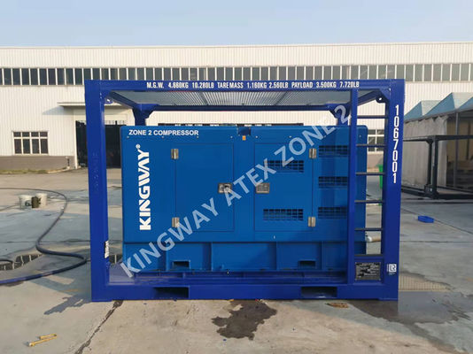 ATEX Bölge 2 375CFM Sullair Patlama Dayanıklı Dizel Hava Kompresörü Kingway DNV Çerçeve