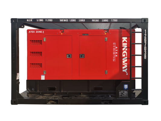 500KVA Kingway ATEX Bölge 2 T3 Patlamaya Dayanıklı Sessiz Dizel Jeneratör DNV Sertifikalı Kaldırma Çerçeveli