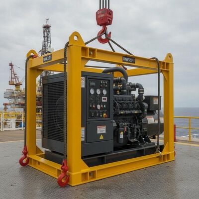 DNV 2.7-1 Açık Deniz Kaldırma Çerçeveli 200KVA T3 Sıcaklık Sınıfı ATEX Bölge 2 Dizel Jeneratör Seti